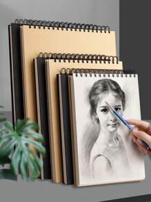 1pc 30 Page Universal Sketchbook, Drawing Book, Art Book, Hand-Drawn Book For Art Students, Blank, Thickened, Coiled Loose-Leaf, Hard Shell, Top-Flip School Supplies, Back To School