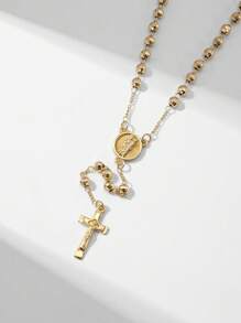 1 Stück 2025 Neu Silber 925 Hypogletisch 14K vergoldet handgefertigtes Priesterkreuz Jesus Rosenkranz Anhänger Halskette mit hochwertiger Geschenkbox & Tragetasche, geeignet für Mütter/Valentinstag, Freunde, Gläubige, Katholische Erste Kommunion, tägliches & Feiertags Gebet Tragen