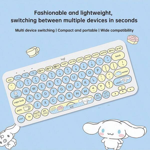 Logitech K380 Co-Branded Bluetooth Keyboard Limited Fashion Color Lightweight And Portable Quiet And Comfortable Buttons One-Touch Switch Between Three Devices Multi-System Compatible Building Blocks Big Ear Dog