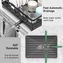 Dish Drainer,Single Layer Tableware Dish Rack,With Drip Tray,Dish Drying Rack With Removable Cutlery Holder,Sink Drainer Rack For Kitchen, Black - Black - View 5