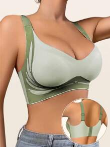 Sujetador ligero de soporte para el pecho, sujetador con soporte suave y sin costuras, sujetador ligero para mujeres, sujetador push-up, sujetador moldeador de pechos, ropa interior sexy para mujeres, sujetador ideal para pechos grandes con soporte y ajuste lateral anti caída