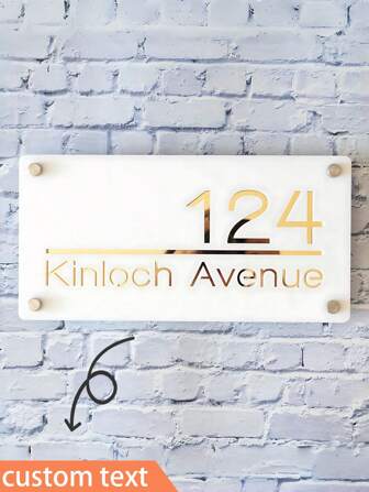 1 pieza Número de casa personalizado, Placa de número de casa acrílica de doble capa grabada en 3D personalizable, Señal de dirección de calle exterior, Material duradero, Diseño elegante, Montaje superficial, Reutilizable, Multiusos, Personalizado, Adecuado para decoración del hogar, decoración de pared, decoración de calle, decoración de oficina, decoración de dormitorio