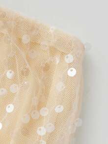 Women Sequin 2 Piece Outfits Y2K Sparkly Mesh Mini Skirt Sets Glitter Sleeveless Backless Slim Fit Crop Tank Tops And Shiny Bodycon Short Skirts Sets Party Club Wear - 香檳色 - 查看 7