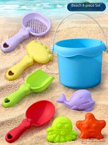 Juego de 8 piezas/16 piezas/20 piezas/30 piezas de juguetes de playa para niños: para jugar con arena, diversión en el agua, cavar en la nieve, herramientas de jardinería con cubo, moldes, palas, rastrillo, tamiz - diversión familiar para niños y niñas (el estilo/color puede variar)