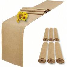6 Pack Natural Burlap Table Runners,12 X 72 Inch Rustic Jute Table Runner And Placemats Bulk For Western Wedding Table Decorations,Farmhouse Style Party,Holiday,Kitchen Coffee Table Decor Cover - 6 件裝 12x108 英寸 - 查看 1