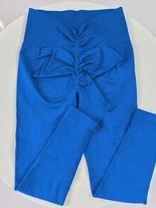 Seamless Butt-Lifting High Waisted Yoga Pants With V-Shaped Waist Tights - Royal Blue - View 6