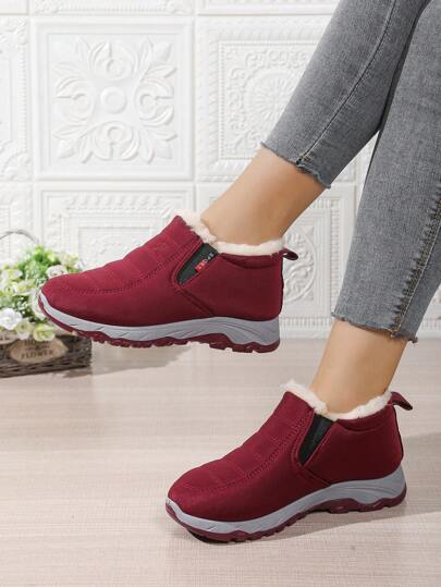 Nuovi stivali da neve imbottiti e spessi alla moda e comodi del 2025, stivaletti alla caviglia e stivaletti corti con apertura elastica e scivolamento, di stile per donne