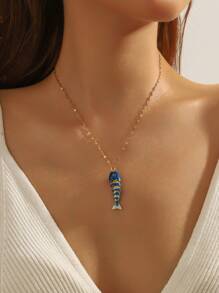 1pc Fashionable Handcrafted Colorful Glazed Cute Fish Pendant Necklace, Vibrant And Adorable For Spring And Summer, 316L Stainless Steel Non-Fading Gold Color Waterproof Women Jewelry, Ideal For Daily Wear, Occasions, Birthday, Mother's Day Gift