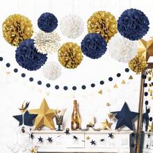 Decorações para festas de outono, 12 peças, abóbora, laranja, bordô, verde-sálvia, marfim, pompons de tecido, decoração de Ação de Graças para casa, casamento, aniversário, suprimentos para festas de colheita de outono