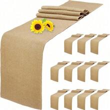 6 Pack Natural Burlap Table Runners,12 X 72 Inch Rustic Jute Table Runner And Placemats Bulk For Western Wedding Table Decorations,Farmhouse Style Party,Holiday,Kitchen Coffee Table Decor Cover - 12 包 12x72 英寸 - 查看 1