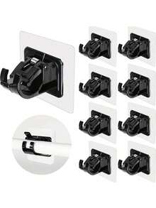 Curtain Rod Hooks, Curtain Rod Clips, Horizontal Bar Curtain Hooks, Retractable Rod Adhesive Hooks, No-Drill Adhesive Mounting Brackets