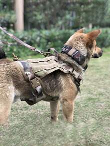 Arnés Táctico Para Perros Con Asa, Ajustable Correa Transpirable y Cómodo, Adecuado Para Perros Medianos y Grandes - Caqui - Ver 7