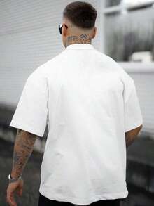 2025LCMen Solid Mock Neck TeeCasual Daily Wear Men Shirts,Tees,Mens Clothes,-Shirt,Retro-Shirt,Male And Female Neutral Short Sleeves,Clothes Plus Size,Sweatshirt,Clothes Women,Tops,New Year's Clothing,Womens Tops,Spring,Summer Tops Women,Spring Clothes,Vacation Outfits ,Summer Outfits,Tees Women - 白色 - 查看 2