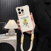 Funda para teléfono móvil 1PC, compatible con 16, con correa, nueva, con protección en las cuatro esquinas, compatible con 15pro, 2025, modelo femenino, 12/13pm, silicona suave, avanzada, funda protectora integral anticaídas para teléfono móvil 14plus Funda - Blanco - Ver 5