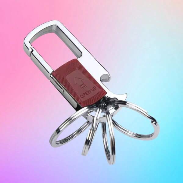 1 قطعة فتاحة زجاجات على شكل سلسلة مفاتيح - سلسلة مفاتيح سيارة مانعة للفقدان، سلسلة مفاتيح دفع-سحب مع 4 حلقات مفاتيح دائرية قابلة للإزالة، هي أداة لمنع فقدان المفاتيح المنزلية، منظم للمفاتيح. مناسب للجنسين، مناسب كهدية لصديق أو والد أو أفراد العائلة.