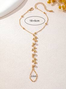 1pc Fashion Simple & Unique Leaf & Pearl Decor Bracelet For Women, Sizes May Vary, Exact Beads Count Not Guaranteed