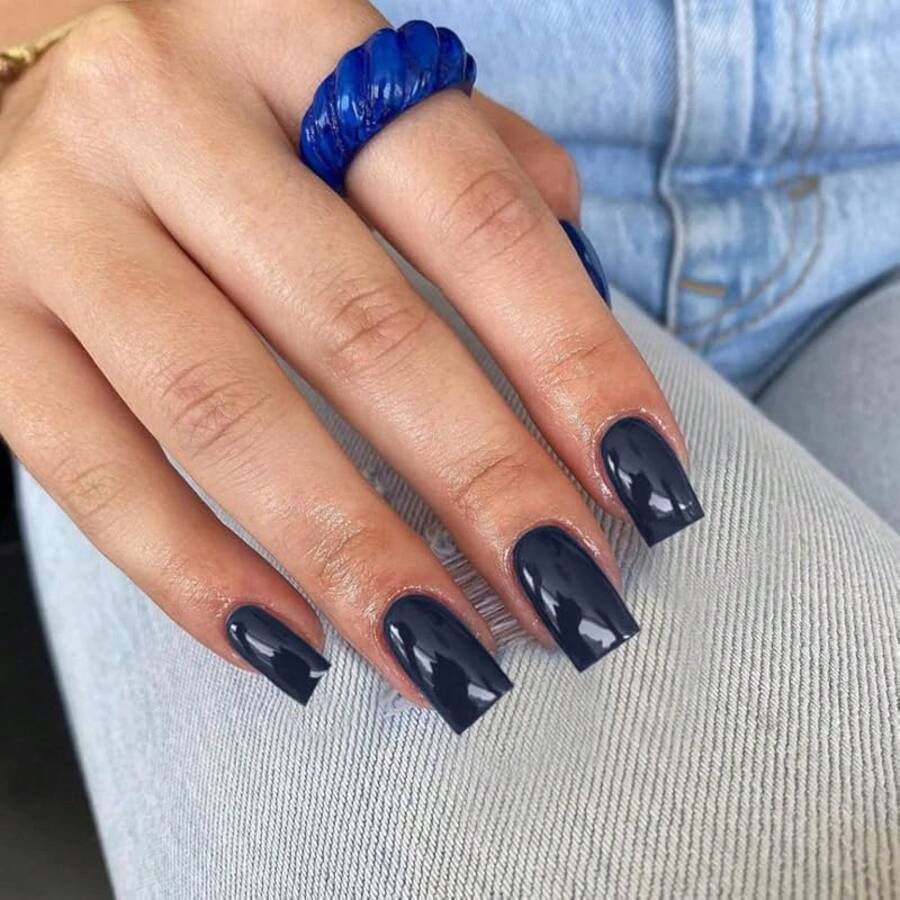 Hot Pink Nails Press Ons Neon Pink Press On Nails Medium Square Glue On Nails Medium Length Short Acrylic Nails Glue On Medium Coffin Nails Fake Nails False Nails For Women Solid Color Gel Nails 24Pcs