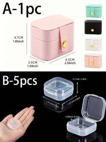 Petite boîte à bague en PU, boîte à bijoux à bouton, boîte à bijoux cadeau, boîte à bague de mariage, convient pour ranger et exposer les bagues, colliers, boucles d'oreilles, nail art. Idéal pour les cadeaux de mariage et la Saint-Valentin.