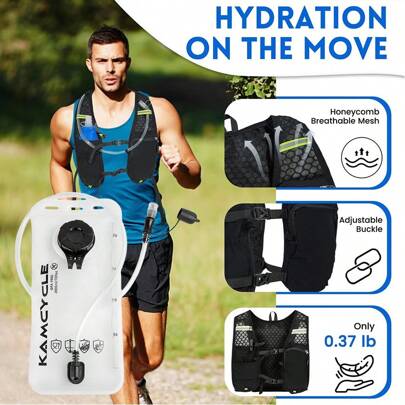 Running Hydration Vest Backpack With 2L Hydration Bladder, Lightweight Running Vest Women Men,Reflective Camel Hydration Water Backpack For Cycling Hiking Marathon(Backpack With 2L Water Bladder) Sport Bag For Sports For Fitness For Exercise Travel Bag For Vacation For Women For Men Travel Essential Durable For Running For Hiking
