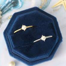 1 件简约金色四爪优质养殖珍珠戒指，适合日常佩戴和送礼 - 金色 - 查看 1