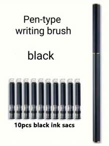 1 pieza Pluma de cepillo de caligrafía portátil con 10 cartuchos de tinta negra, 5 opciones de color, adecuada para la práctica de caligrafía de estudiantes, estilo de pluma estilográfica Morandi, mini pluma de cepillo de caligrafía, pluma de cepillo recargable y suave, adecuada para entusiastas de la caligrafía, amantes de la cultura china, fans de la caligrafía, aplicable para cumpleaños, vacaciones, regalos de reunión, amistad entre compañeros de clase, útiles escolares de pluma de caligrafía de color Morandi lindo, de vuelta a la escuela