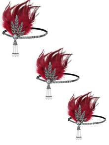 D EXCEED 1/3PCS Music Festival Women's 1920s Afternoon Tea Party Dance Valentine's Day Mother's Day Bride Alloy Artificial Feather Hairpin Headwear