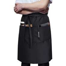 1 pieza Delantal largo de servidor, negro con 3 bolsillos, delantal medio adecuado para hombres y mujeres camareros/as y chefs - Negro - Ver 3