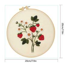 1 Piece Embroidery Kit, 20x20cm/7.9x7.9 Inches, Handmade DIY Embroidery Kit, Strawberry, Suitable For Adult Beginners, Including Embroidery Cloth, Instruction Manual, Embroidery Frame And Needle And Thread, Gifts From Friends Or Family, Furniture, Office Handmade Artworks - Multicolor - View 6