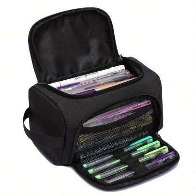 1 pieza Estuche/cil extra grande para lápices, caja de almacenamiento de papelería multiusos, soporte para bolígrafos de alta capacidad, estuche para lápiz portátil, bolsa de maquillaje, r P, regalo portátil adecuado para oficina, escuela, adolescentes, niñas, niños, regalos de vuelta a clases