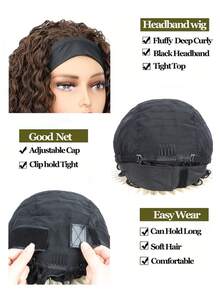 26 "Curly Hair Band Female Wig Wavy Black Wig With Headband Synthetic Woven Chemical Fiber Long Curly Hair Wig For Everyday Use And Halloween Cosplay Christmas Fashion Girls - Nhiều màu - Xem 7