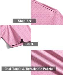 Men's Golf Shirts Short Sleeve Moisture Wicking Performance Print Patterns Casual Collared Golf Polo Shirt For Men-2025 - 粉紅波浪 - 查看 9