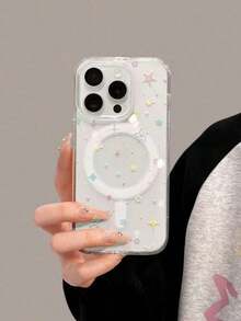 Flashing Star-Shaped Magnetic Phone Case Full Body MagSafe Charging Support Protection Anti-Scratch Non-Yellowing Transparent Smartphone Cover Gift For Galaxy S24/S24 Plus/S24 UlTRA/Galaxy S23/S23 +/S22 Ect ,Apple Phone 11/11 Pro/11 Pro Max 12/12 Pro/12 Pro Max/13/13 Pro/13 Pro Max/14/14 Plus/14 Pro/14 Pro Max/15/15 Plus/15 Pro/15 Pro Max/16/16 Pro/16 Plus/16 Pro Max/16E/X/XS/XSMax/TPU Material Protective Case,Cartoon 2-In-1 Magnetic Phone Protective, The Best Birthday Gift For Your Friends And Family, Suitable For Both Men And Women - 無色 - 查看 3