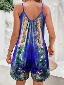 Spring&Summer New All-Over Printed Women's Suspender Jumpsuit-Summer Outfits For Women, New Geometric Pattern Summer Sleeveless Jumpsuit For Vacation Outfits Women, Daily Jumpsuit For Women