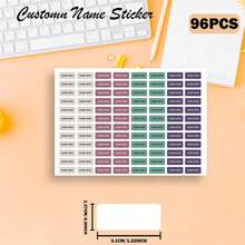 96/192/288/384 件定制姓名贴纸 - 非常适合学校用品、返校：适用于笔记本、钢笔等