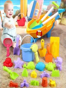 Juego de 8 piezas/16 piezas/20 piezas/30 piezas de juguetes de playa para niños: para jugar con arena, diversión en el agua, cavar en la nieve, herramientas de jardinería con cubo, moldes, palas, rastrillo, tamiz - diversión familiar para niños y niñas (el estilo/color puede variar)