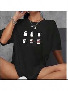 Women's Oversized T-Shirt For Crossfit Training, Personalized, Cute, Bodybuilding, Gym, Korean Style - màu đen - Xem 1
