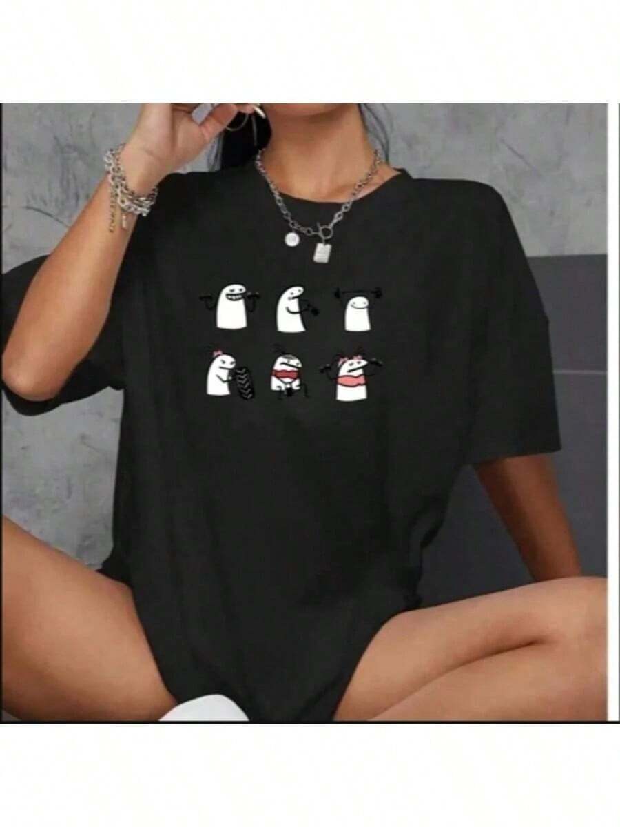Women's Oversized T-Shirt For Crossfit Training, Personalized, Cute, Bodybuilding, Gym, Korean Style - màu đen - Xem 1