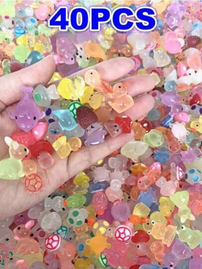 10/20/30/40/50PCS Glow Mini Resin Animal Mixed Style Shimmer In Black Animal Mushroom Statue For Botanic Garden Miniature Landscape Aquarium Doll Decoration Craft Of Your Choice