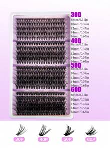 20 Rows And 400 Clusters Of D-Shaped Curly Eyelash Clusters DIY Eyelash Clusters Natural Appearance, Intelligent, Super Soft, Reusable Segmented False Eyelashes 30D+40D+50D+60D+80D+100D, Suitable For Beginners To Use At Home Or On The Go 8-16mm