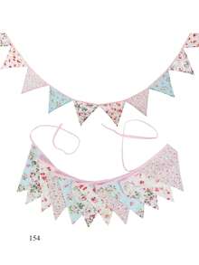 12pcs/Set Fabric Triangle Pennant Banner, Suitable For Birthday Party, Wedding, Bridal Shower, Outdoor And Home Decor - Multicolor - View 14