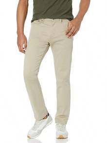 Men's Athletic Stretch Jeans - Colors - Light Khaki Brown - View 1