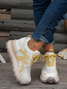 Women's Wedge-Heeled Thick-Soled Sneakers, Chunky Sneakers, Women's Height-Enhancing Sneakers, Ins Spring And Autumn New Breathable And High-Matching Women's Shoes