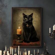 1 cái, Tranh treo tường bằng vải canvas, Tranh treo tường có khung, Trang trí nhà nghệ thuật cổ điển hình mèo đen, Tranh tường chân dung mèo đen Gothic cổ điển, Tranh trang trí mèo đen đáng sợ, Trang trí Halloween, Trang trí trong nhà và ngoài trời - Lý tưởng cho văn phòng tại nhà, phòng khách, phòng ngủ, Áp phích Halloween, Trang trí phòng, Trang trí phòng ký túc xá, Trang trí phòng ngủ, Trang trí phòng tắm, Trang trí mùa thu - Nhiều màu - Xem 6