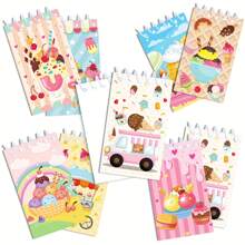 8pcs Mini Ice Cream & Candy Cartoon Design Spiral Notebooks - Pocket Memo Pads, Suitable For Birthday Party Supplies