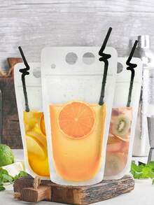 Bolsas para empacar líquido de café, bolsas portátiles para bebidas, bolsas para jugo, envases verticales para bebidas frías y calientes, bolsas con boquilla de succión transparente, a prueba de fugas, de alta calidad, bolsas de plástico para bebidas, bolsa de agua portátil transparente para exteriores, bolsa de viaje desechable a prueba de fugas, bolsa sellada reutilizable para líquidos, utilizada para almacenar bebidas alcohólicas, leche y otras bebidas, botella de agua - Multicolor - Ver 1