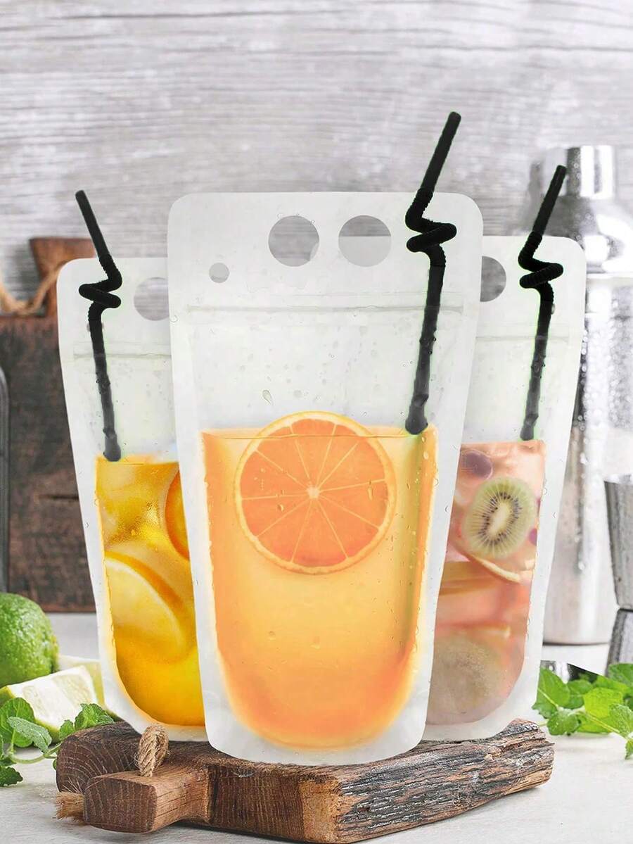 Bolsas para empacar líquido de café, bolsas portátiles para bebidas, bolsas para jugo, envases verticales para bebidas frías y calientes, bolsas con boquilla de succión transparente, a prueba de fugas, de alta calidad, bolsas de plástico para bebidas, bolsa de agua portátil transparente para exteriores, bolsa de viaje desechable a prueba de fugas, bolsa sellada reutilizable para líquidos, utilizada para almacenar bebidas alcohólicas, leche y otras bebidas, botella de agua - Multicolor - Ver 1