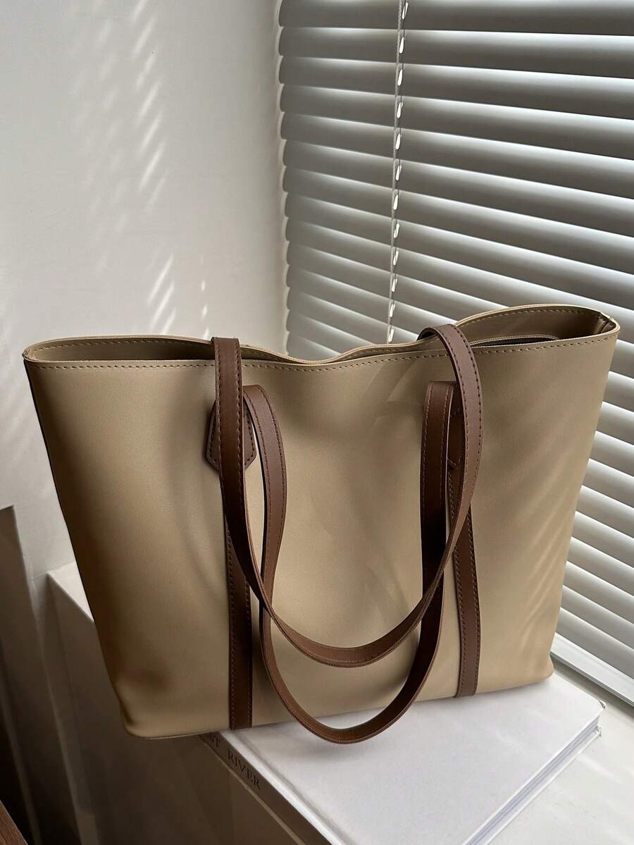 女士时尚百搭手提包，适合日常通勤 - 棕色 - 查看 1