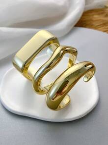 Bộ 3 vòng tay bằng nhựa tông vàng sang trọng cổ điển dành cho phụ nữ, hàng ngày, tiệc tùng, đám cưới, lễ hội, quà tặng - Vàng 3 - Xem 7