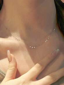 GAGAFEEL 1 pieza Elegante y de moda Colgante de Collar de Plata de Ley S925 con Zirconia en Forma de Lágrima, Cadena de Clavícula, Versátil para el Uso Diario, Gran Regalo