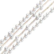 Cadena versátil de moda con perlas encriptadas, accesorio para pulsera, collar y clavícula, se vende por metros